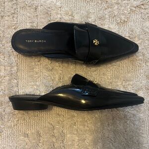 Tory Burch Black Patent Leather Mules